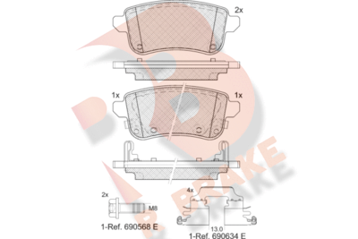 RB1904208 R BRAKE Комплект тормозных колодок, дисковый тормоз