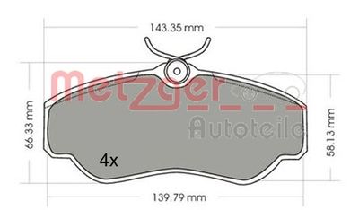 1170532 METZGER Комплект тормозных колодок, дисковый тормоз
