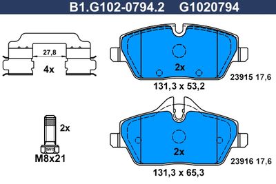 B1G10207942 GALFER Комплект тормозных колодок, дисковый тормоз