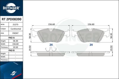 RT2PD08390 ROTINGER Комплект тормозных колодок, дисковый тормоз