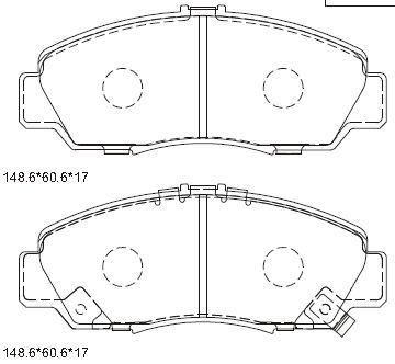 KD1719 ASIMCO Комплект тормозных колодок, дисковый тормоз