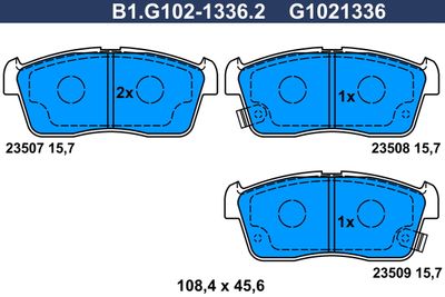 B1G10213362 GALFER Комплект тормозных колодок, дисковый тормоз