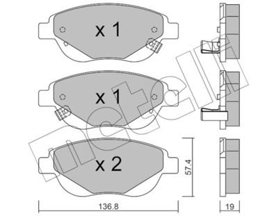 2209481 METELLI Комплект тормозных колодок, дисковый тормоз