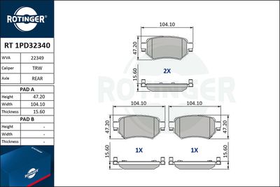 RT1PD32340 ROTINGER Комплект тормозных колодок, дисковый тормоз