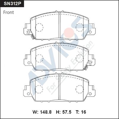 SN312P ADVICS Комплект тормозных колодок, дисковый тормоз