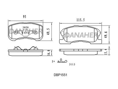 DBP1551 DANAHER Комплект тормозных колодок, дисковый тормоз