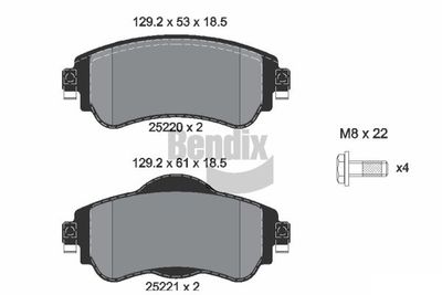 BPD1189 BENDIX Braking Комплект тормозных колодок, дисковый тормоз