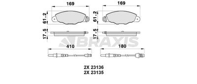 AB0197 BRAXIS Комплект тормозных колодок, дисковый тормоз