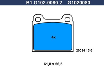 B1G10200802 GALFER Комплект тормозных колодок, дисковый тормоз