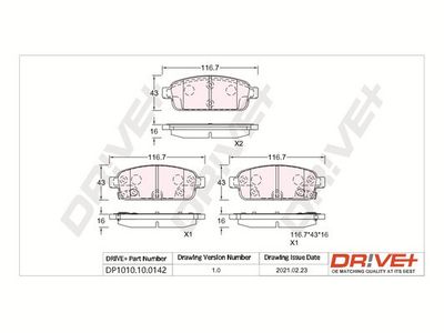 DP1010100142 Dr!ve+ Комплект тормозных колодок, дисковый тормоз