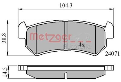 1170869 METZGER Комплект тормозных колодок, дисковый тормоз