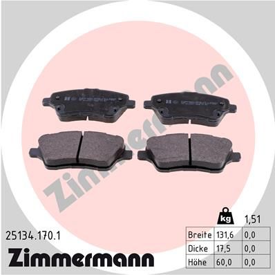 251341701 ZIMMERMANN Комплект тормозных колодок, дисковый тормоз