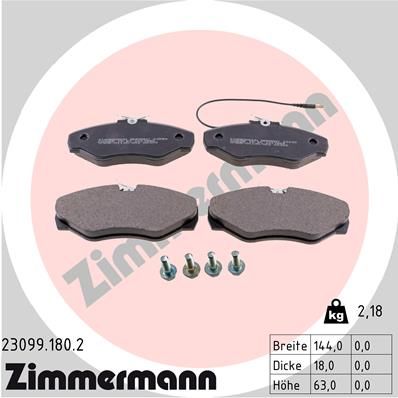 230991802 ZIMMERMANN Комплект тормозных колодок, дисковый тормоз