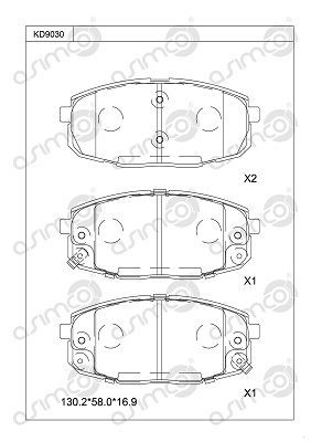 KD9030 ASIMCO Комплект тормозных колодок, дисковый тормоз