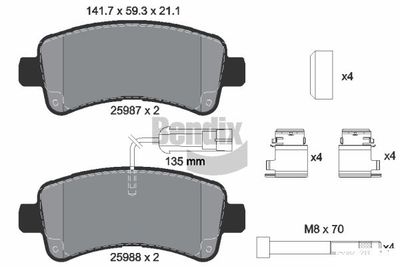 BPD1584 BENDIX Braking Комплект тормозных колодок, дисковый тормоз