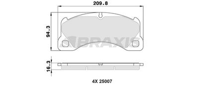 AA0371 BRAXIS Комплект тормозных колодок, дисковый тормоз