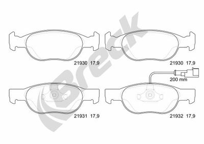 219300070210 BRECK Комплект тормозных колодок, дисковый тормоз