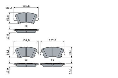 0986424863 BOSCH Комплект тормозных колодок, дисковый тормоз