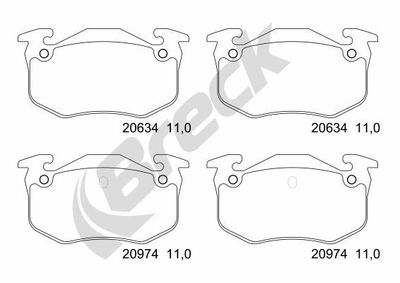 209730070400 BRECK Комплект тормозных колодок, дисковый тормоз