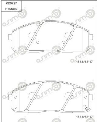 KD9727 ASIMCO Комплект тормозных колодок, дисковый тормоз