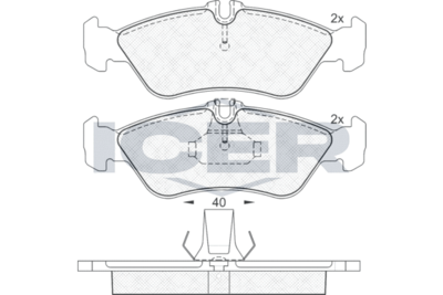 141103046 ICER Комплект тормозных колодок, дисковый тормоз