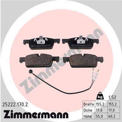 252221702 ZIMMERMANN Комплект тормозных колодок, дисковый тормоз