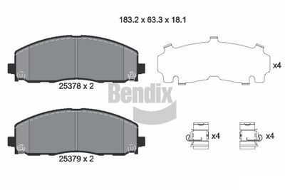 BPD2244 BENDIX Braking Комплект тормозных колодок, дисковый тормоз