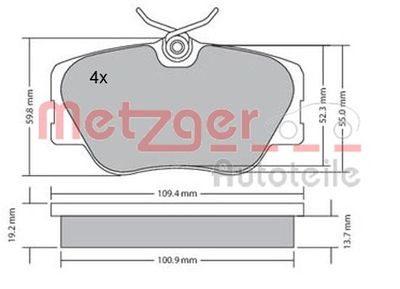 1170151 METZGER Комплект тормозных колодок, дисковый тормоз