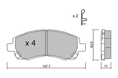 BPSB1001 AISIN Комплект тормозных колодок, дисковый тормоз