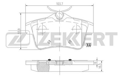 BS1944 ZEKKERT Комплект тормозных колодок, дисковый тормоз