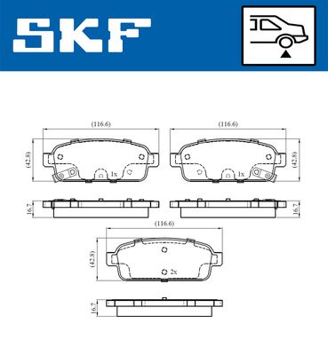 VKBP90033A SKF Комплект тормозных колодок, дисковый тормоз