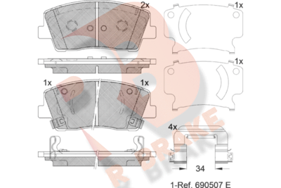 RB2316 R BRAKE Комплект тормозных колодок, дисковый тормоз