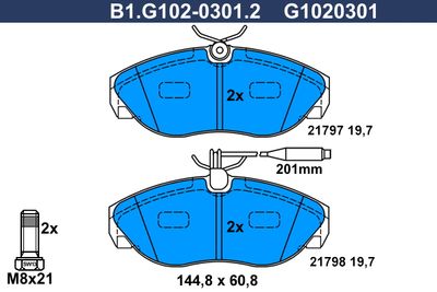 B1G10203012 GALFER Комплект тормозных колодок, дисковый тормоз