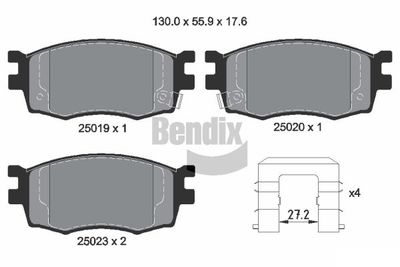 BPD1483 BENDIX Braking Комплект тормозных колодок, дисковый тормоз