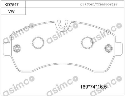 KD7547 ASIMCO Комплект тормозных колодок, дисковый тормоз