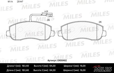 E400482 MILES Комплект тормозных колодок, дисковый тормоз