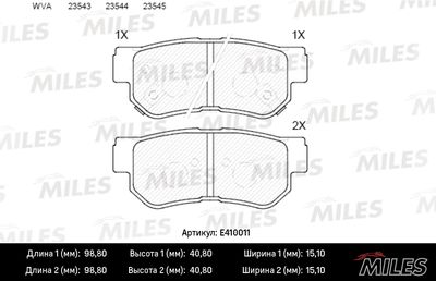 E410011 MILES Комплект тормозных колодок, дисковый тормоз