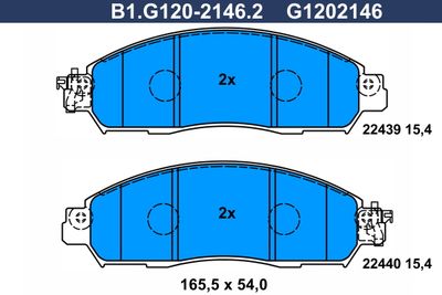 B1G12021462 GALFER Комплект тормозных колодок, дисковый тормоз