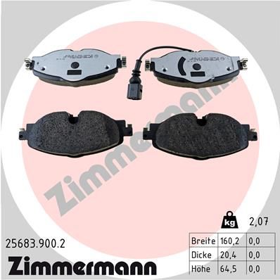 256839002 ZIMMERMANN Комплект тормозных колодок, дисковый тормоз