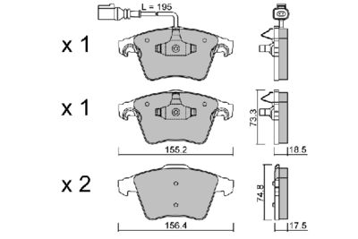 BPVW1004 AISIN Комплект тормозных колодок, дисковый тормоз