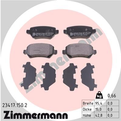 234171502 ZIMMERMANN Комплект тормозных колодок, дисковый тормоз