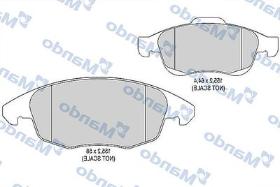 MBF015911 MANDO Комплект тормозных колодок, дисковый тормоз