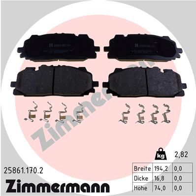 258611702 ZIMMERMANN Комплект тормозных колодок, дисковый тормоз