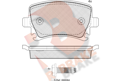 RB1600703 R BRAKE Комплект тормозных колодок, дисковый тормоз