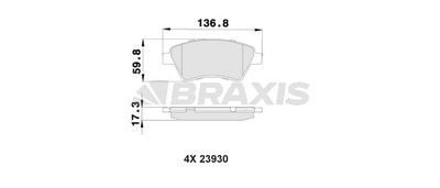 AB0018 BRAXIS Комплект тормозных колодок, дисковый тормоз