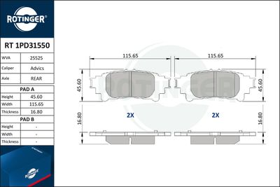 RT1PD31550 ROTINGER Комплект тормозных колодок, дисковый тормоз