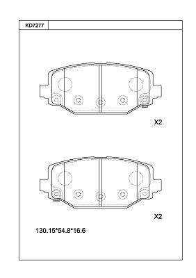 KD7277 ASIMCO Комплект тормозных колодок, дисковый тормоз