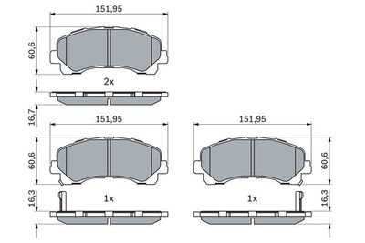 0986424916 BOSCH Комплект тормозных колодок, дисковый тормоз