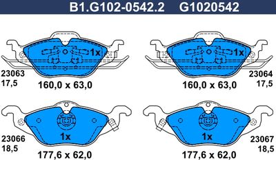 B1G10205422 GALFER Комплект тормозных колодок, дисковый тормоз