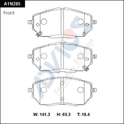 A1N285 ADVICS Комплект тормозных колодок, дисковый тормоз